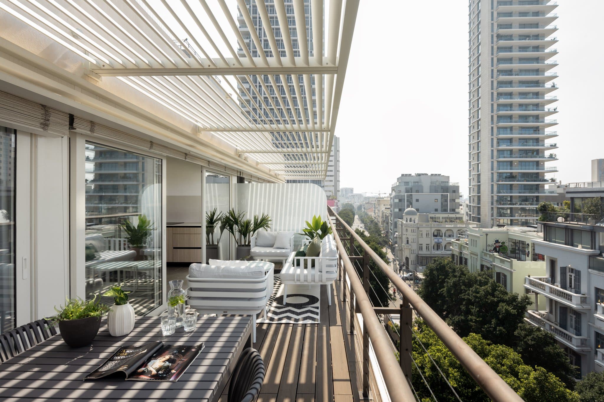 Furnished penthouse terrace over Rothschild Boulevard - relocation apartments in Tel Aviv by TLV2GO